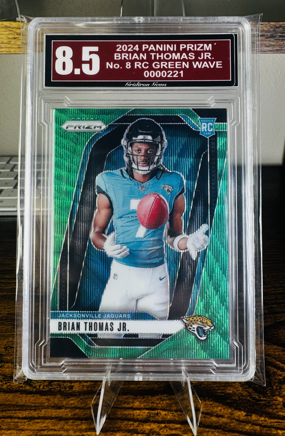 Brian Thomas Jr. 2024 Panini Prizm RC Green Wave - Grade 8.5