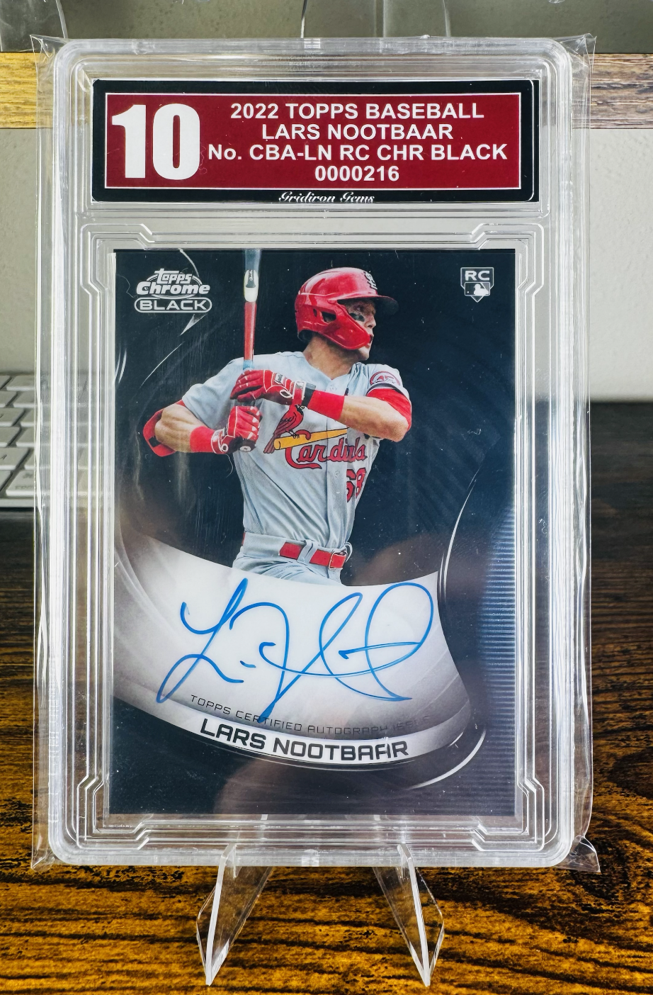 Lars Nootbaar 2022 Topps Baseball Chrome Black Auto - Grade 10