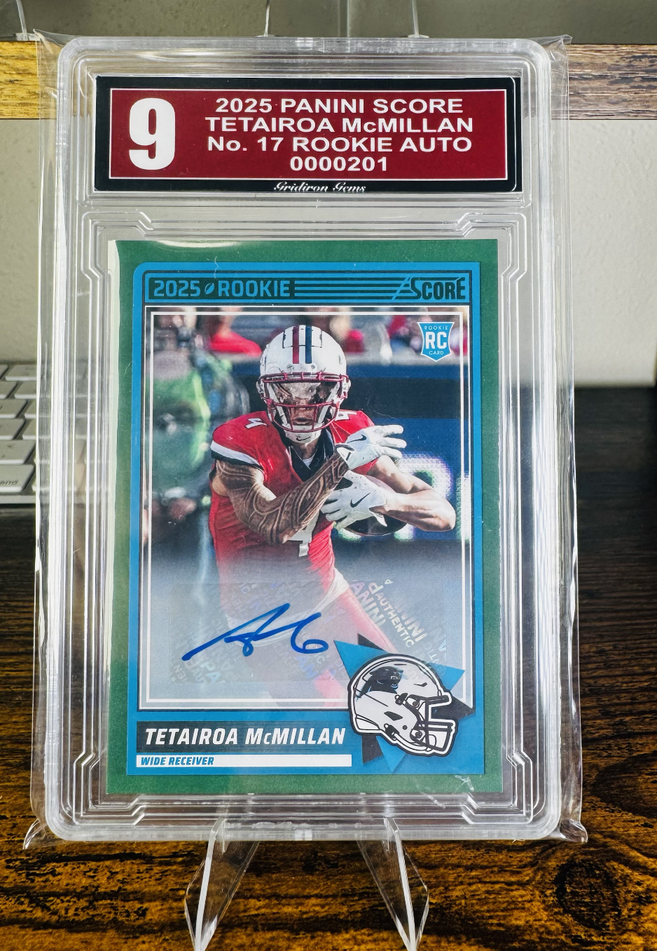 Tetairoa McMillan 2025 Panini Score Rookie Auto - Grade 9